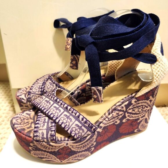 Stuart Weitzman "Theodora & Callum" Platform Wedge Espadrilles Sz.8/38 Ret $360 - Picture 2 of 14